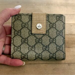 Gucci Beige Brown Monogram Canvas Bifold Wallet
